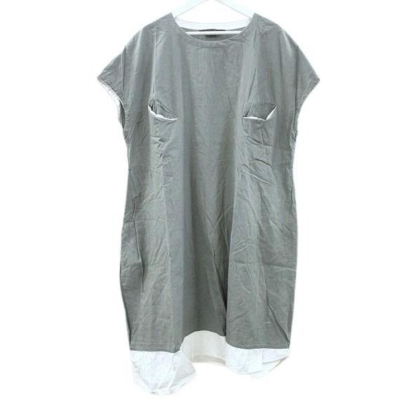 モユル』カットソー ワンピース【F】ブラック系 柄入り コットン 半袖