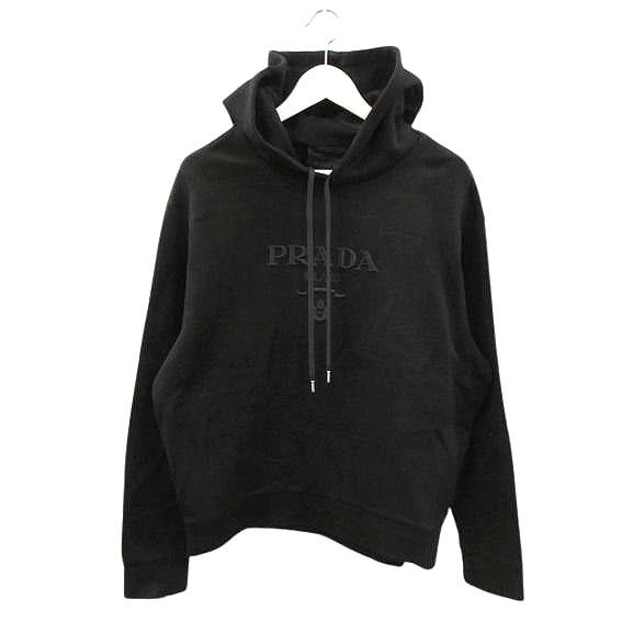 プラダ PRADA ロゴ エンブロイダリー パーカー M 黒 ブラック 長袖 PRADA（プラダ） ロゴ エンブロイダリー パーカー M 黒 ブラック 長袖