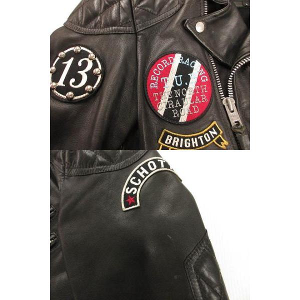 希少品 SCHOTT ライダースジャケット ワッペン Ｌサイズ レザー ショット SCHOTT キルテッドパッド ライダース ジャケット L ブラック