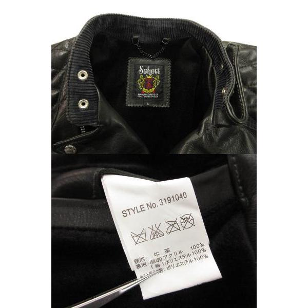 ショット SCHOTT キルテッドパッド ライダース ジャケット L ブラック