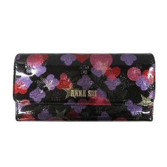 ANNA SUI（アナスイ） スパーキー 長財布 がま口 エナメル ハート柄