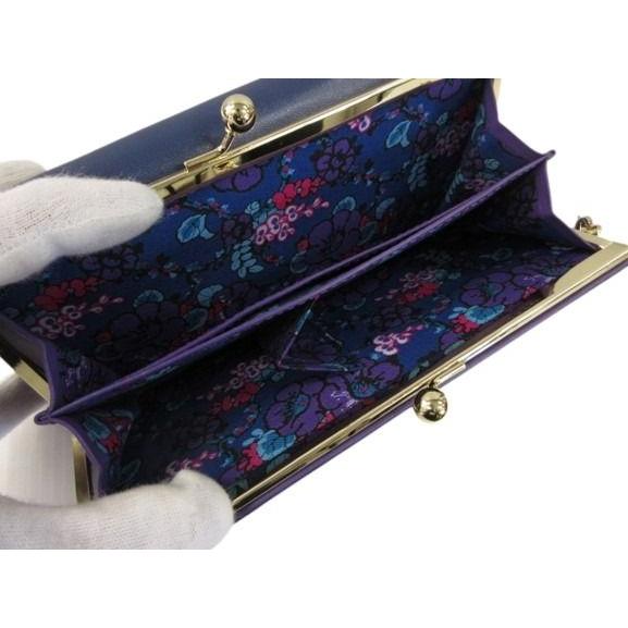 【美品】ANNA SUI がま口ハンドバッグ パープル バタフライチャーム付 ANNA SUI（アナスイ） 未使用品 長財布 エターナルバタフライ 外口金