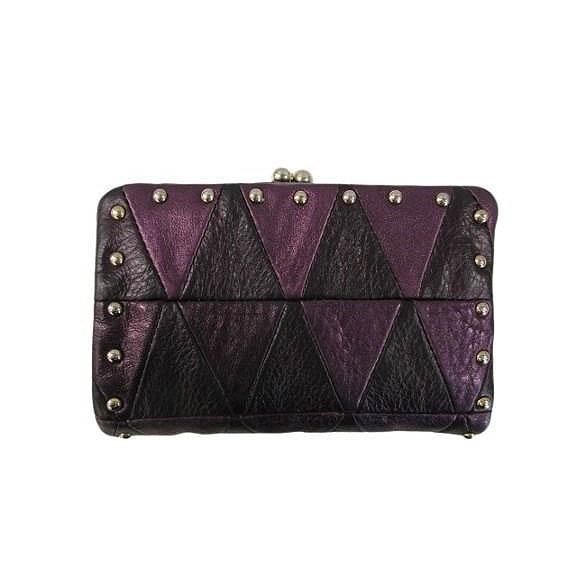 ANNA SUI（アナスイ） 二つ折り 財布 がま口 レザー パッチワーク 