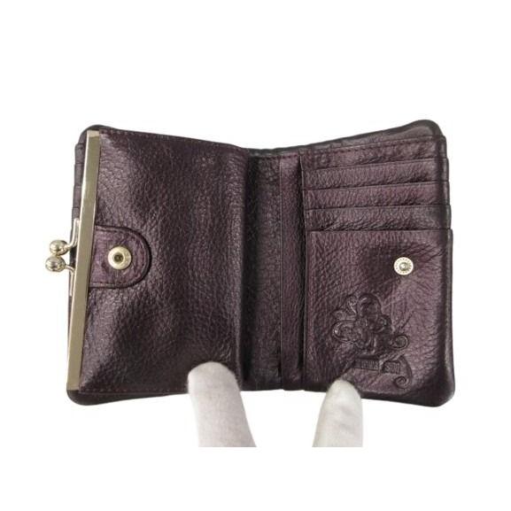 ANNA SUI（アナスイ） 二つ折り 財布 がま口 レザー パッチワーク 