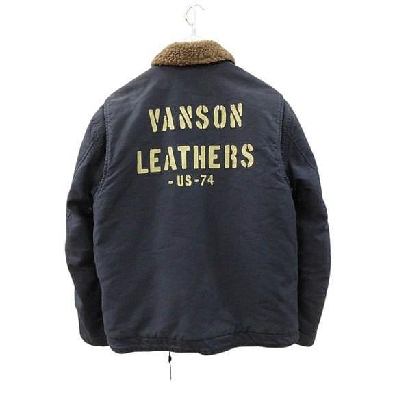 バンソン VANSON N-1 デッキジャケット XL ネイビー 刺繍 プリント