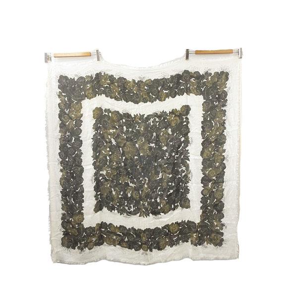 LOEWE（ロエベ） 花柄 プリント 大判スカーフ ストール ホワイト 薄手