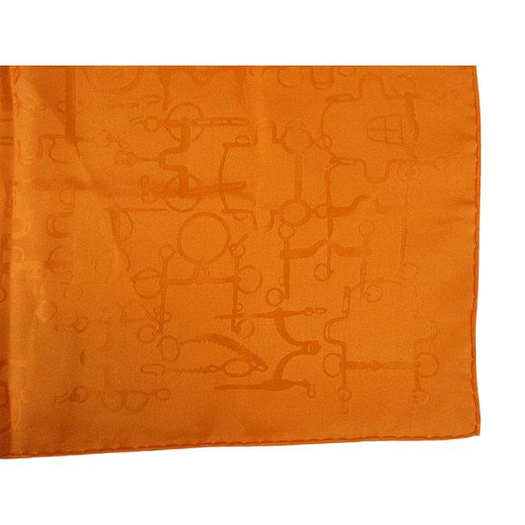 HERMES　エルメスカレ45 スカーフ　ハンカチ　オレンジ HERMES（エルメス） カレ45 ミニスカーフ シルク100% オレンジ 絹
