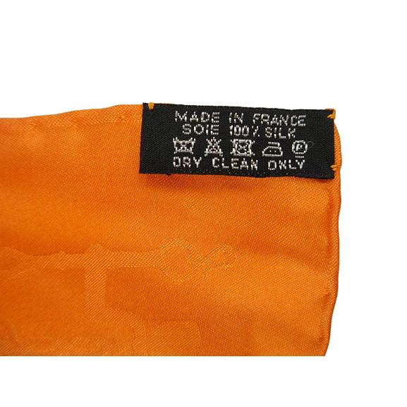 HERMES（エルメス） カレ45 ミニスカーフ シルク100% オレンジ 絹