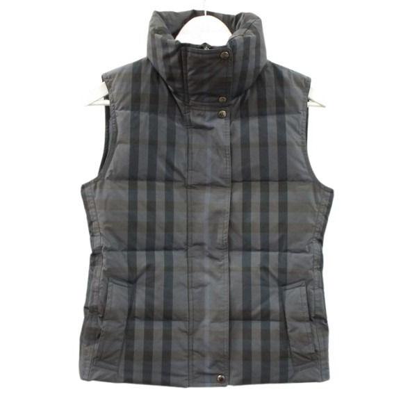 バーバリーロンドン　ダウンベスト　チェック　グレー　38 （S〜M） バーバリー ロンドン BURBERRY LONDON ダウンベスト チェック ネイビー