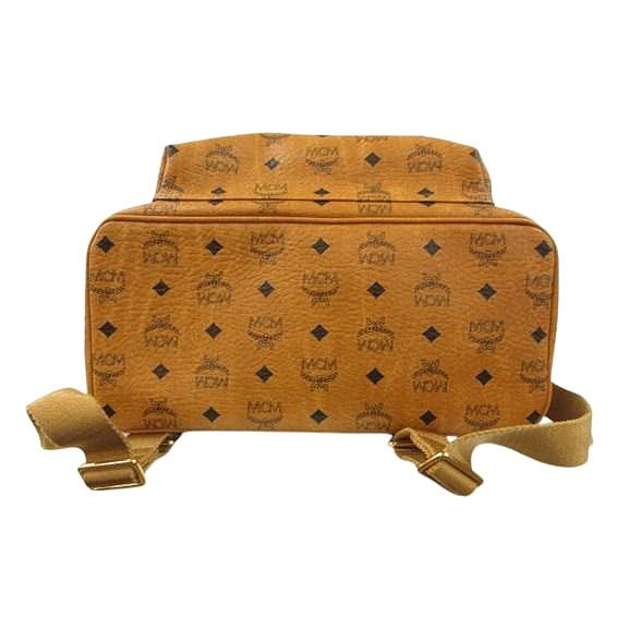 MCM ロゴプリント スタッズ付きリュック エムシーエム MCM スタッズ バックパック リュック ロゴプリント 茶色