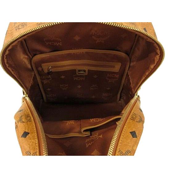 エムシーエム MCM スタッズ バックパック リュック ロゴプリント 茶色