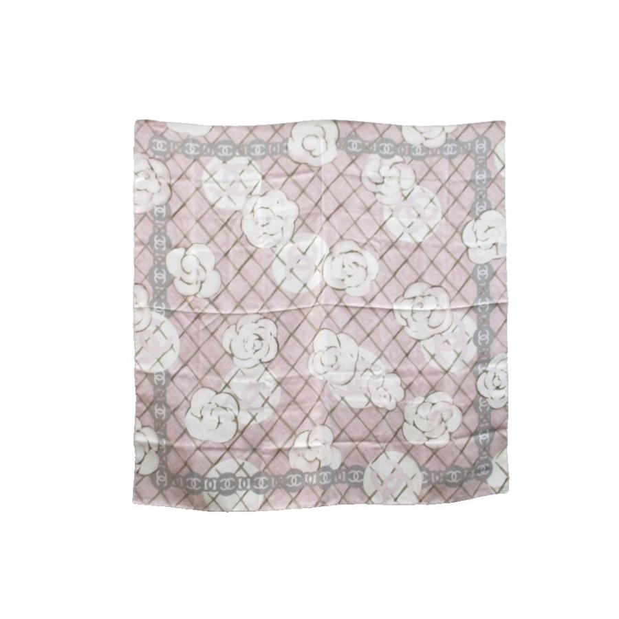 CHANEL カメリア ココマーク スカーフ CHANEL（シャネル） スカーフ カレ カメリア ココマーク ピンク グレー