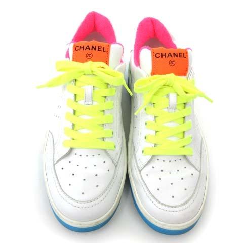 適当な価格 白 25 5 26cm 41 イタリア製 レザー ロゴ ローカット スニーカー ネオンカラー ss Chanel 中古 シャネル ネオンカラ ss Chanel 中古 シャネル Chanel ホワイト 古着 ベクトル メンズ Ecr7 シューズ Meorboston Org