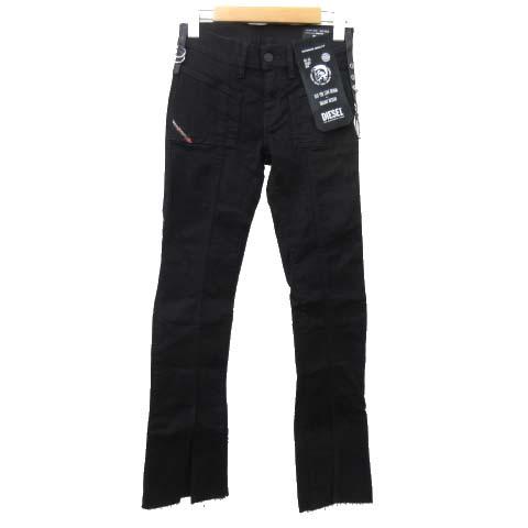 代引可 Diesel 古着 ベクトル レディース 黒 23インチ スリット ポケット フレア スキニー パンツ デニム 069ef Slandy 美品 タグ付き ディーゼル 中古 未使用品 タグ付き ディーゼル 中古 未使用品 ボトムス パンツ Dagl Tg