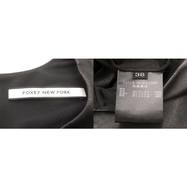 メーカー再生品 ひざ丈 サロペット ノースリーブ ワンピース York New Foxey フォクシーニューヨーク 中古 フリル 古着 M ベクトル 38 ポリウレタン 合皮 ジッパー ワンピース Boom413 Com