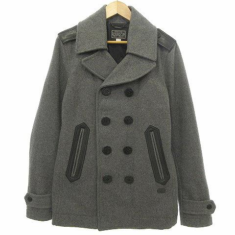 中古 ディーゼル Diesel ｐコート ポロコート ジャケット アウター 上着 ダブル ロゴボタン ワンポイント 無地 羊革 M グレー Kmh2 メンズ ベクトル 古着 50 Off