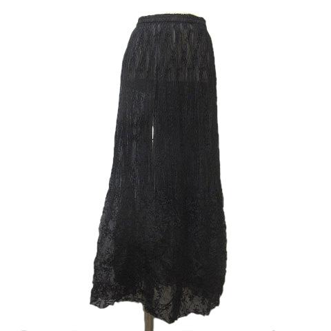 シズカ コムロ 4298 shizuka komuro スカート ロング プリーツ 刺繍 黒 ブラック 40 L ウエストゴム NGA35 X