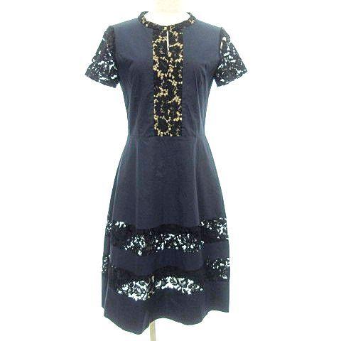 アクアスキュータム AQUASCUTUM 近年 美品 ワンピース ひざ丈 半袖 花  