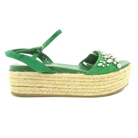 ミュウミュウ miumiu 美品 ビジュー ストラップ 厚底 ウール サンダル 