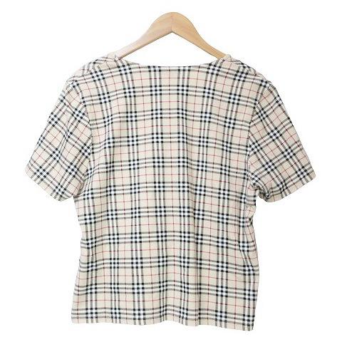 バーバリー ロンドン 半袖 Ｔシャツ カットソー ノバチェック ワンポイント刺? Vネック 大きいサイズ 15 3L相当 ベージュ系 ■GY14 X｜vectorpremium｜02