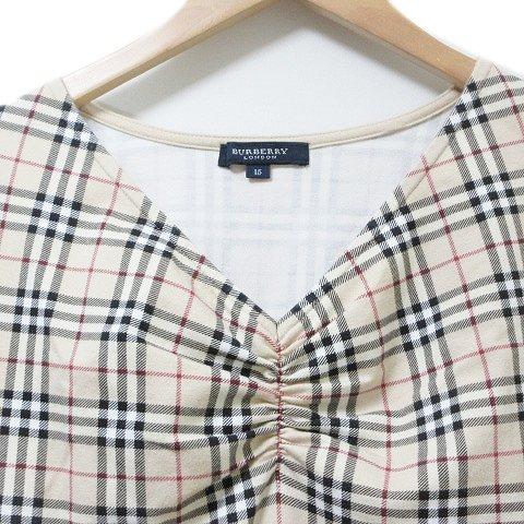 バーバリー ロンドン 半袖 Ｔシャツ カットソー ノバチェック ワンポイント刺? Vネック 大きいサイズ 15 3L相当 ベージュ系 ■GY14 X｜vectorpremium｜03