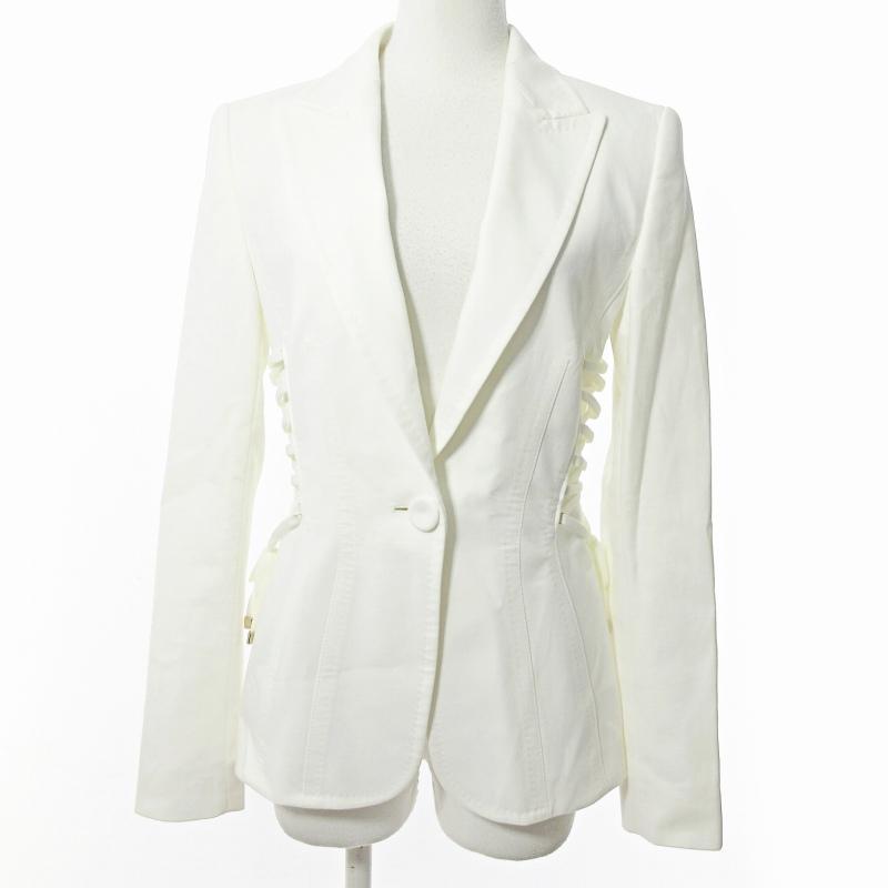 エスカーダ ESCADA テーラードジャケット ブレザー 編み上げ レース 