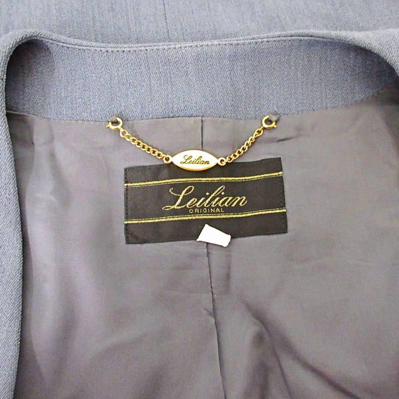 レリアン Leilian ノーカラージャケット ブレザー ウール混 ブルー系