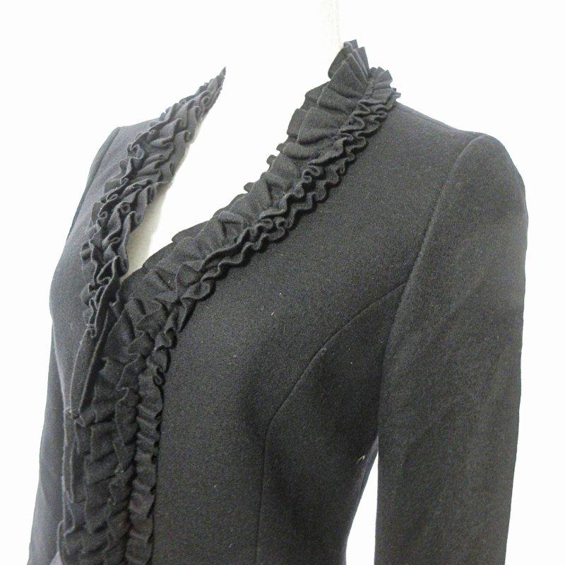 M-PREMIER フリル襟ジャケット サイズ36 黒