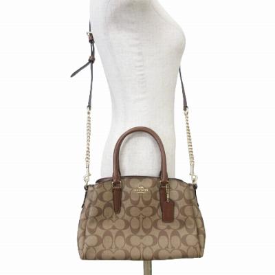 coach ミニセージ キャリオール2way ショルダーバッグ ブラウン茶