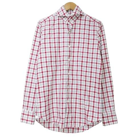 フィナモレ finamore 美品 チェック ヘリンボーン シャツ 長袖  
