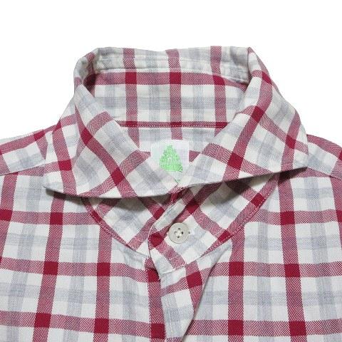フィナモレ finamore 美品 チェック ヘリンボーン シャツ 長袖 