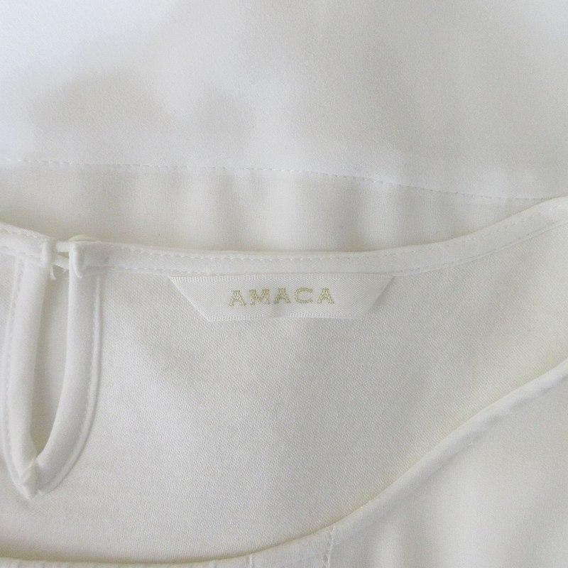 アマカ AMACA シャツ ブラウス プルオーバー 七分袖 38 M 白 ホワイト