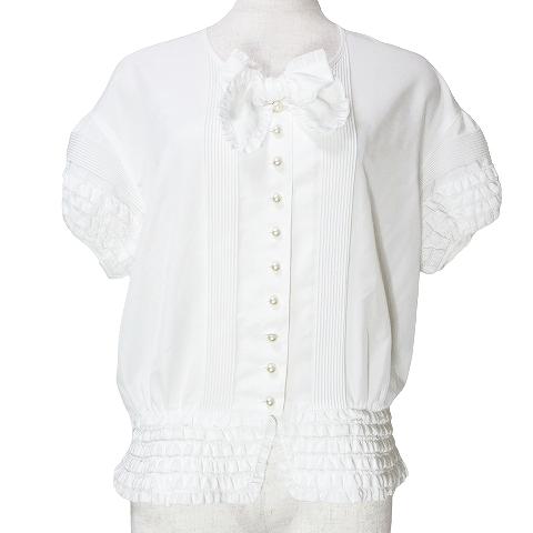 PINK HOUSE 白フリルブラウス半袖