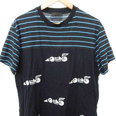 PRADA（プラダ） PRADA 15SS Tシャツ 半袖 切替 プリント ボーダー