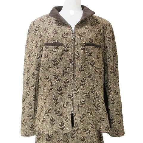 レリアン Leilian スーツ セットアップ 総柄 ジャケット ジップ