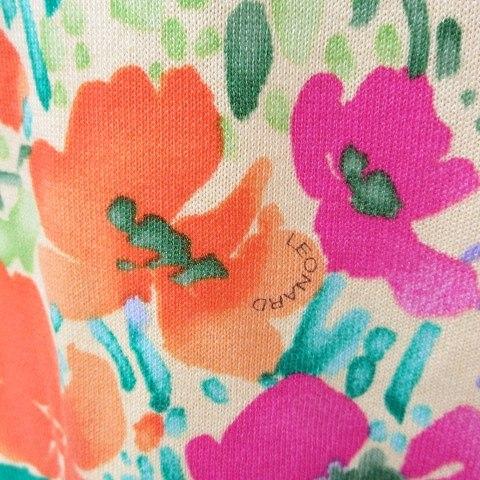LEONARD レオナール FASHION 美品 半袖 ニット カットソー 花柄 クルー 