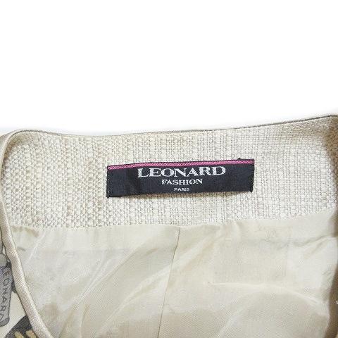 LEONARD レオナール FASHION ノーカラー ジャケット リネン