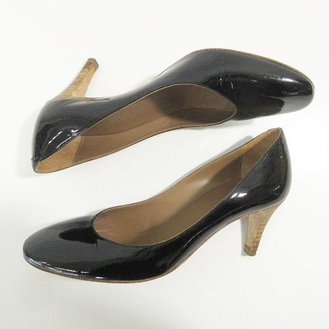 HERMES】エルメスエナメルミュールロゴマークパンチングヒール