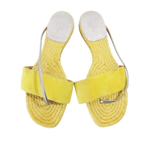 【中古】エルメス HERMES フラット サンダル エスパドリーユ  35 22.5?p 黄色 イエロー IBO58 レディース HERMES（エルメス） フラット サンダル エスパドリーユ 35 22.5cm 黄色