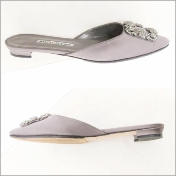 マノロブラニク MANOLO BLAHNIK 美品 フラットシューズ ビジュー