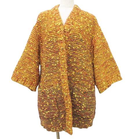 【中古】シャネル カーディガン アルパカ モヘヤ ミックスツイード ニットコート ジャケット ライオンボタン 34 CHANEL（シャネル） 美品 P50073 カーディガン アルパカ モヘヤ