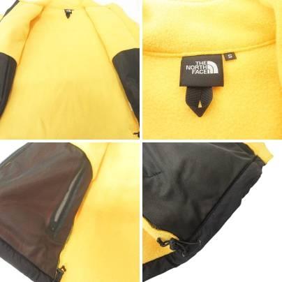 THE NORTH FACE 美品 フリースジャケット アウター 羽織 NA71951 異素材切替 Sサイズ 黄色 イエロー 黒 ブラック 【Perfecto】 ★AA★