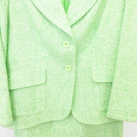 エスカーダ スーツ セットアップ ジャケット スカート 44 グリーン エスカーダ ESCADA 美品 スカート スーツセットアップ ツイード 46 42