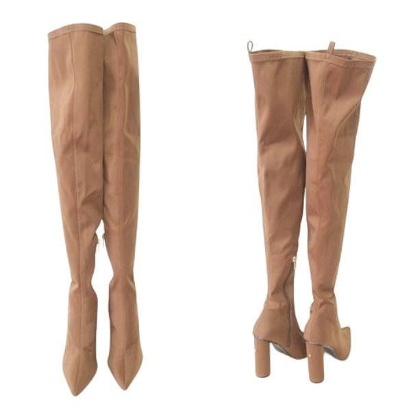 イエロー YELLO 美品 ニーハイ ロング ブーツ 靴 ハイヒール ポイン