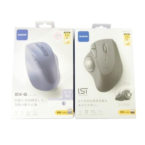 美品 エレコム マウス 2点 セット パソコン パーツ 黒 ブラック 青