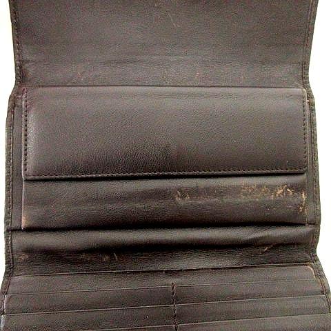 GUCCI（グッチ） シマ レザー 三つ折り 長財布 GG柄 茶 ダークブラウン