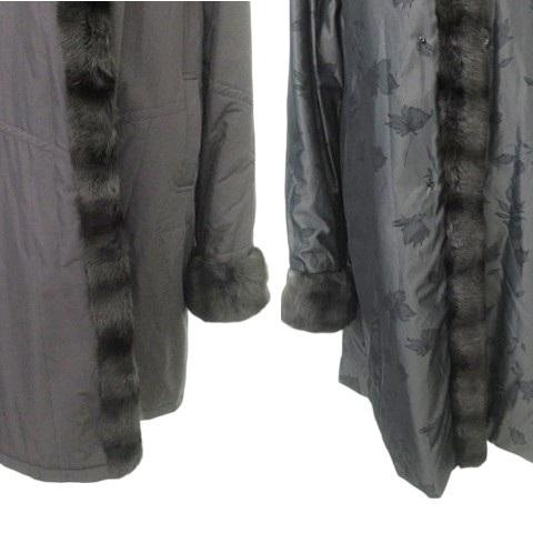 【中古】ロロ LOLO リバーシブル ファーコート ロシアリス シルク 44 約XLサイズ チャコール ■GY09 ロロ LOLO リバーシブル ファーコート ロシアリス シルク 44 約XL