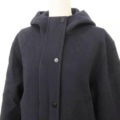 23AW✨セオリー ウールカシミヤ フーデッドコート ダブルフェイス 紺 P theory セオリー Theory 23AW カシミヤ混 フーデッド コート