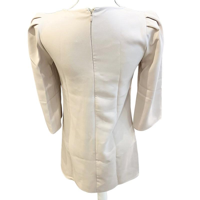 【中古】エリザベッタフランキ 長袖 ワンピース ひざ丈 ライン イタリア製 40 S相当 ベージュ IBS91 レディース Elisabetta Franchi エリザベッタフランキ 長袖 ワンピース ひざ丈