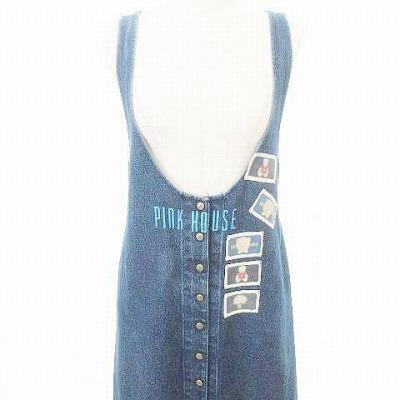 極上美品 PINK HOUSE ヴィンテージ デニム ジャンパースカート PINK HOUSE ピンクハウス デニム ジャンパースカート インディゴブルー